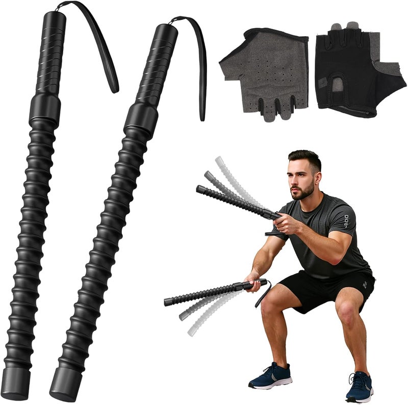 HPYTOOL Ropeless Battle Ropes for Exercise Workout, Cordless Jump Rope, Portable Workout for Home Gym, Exercise Battle Ropes for HIIT Workouts, Low-Impact Cardio Training (2 Ropes with Gloves) - Image 1
